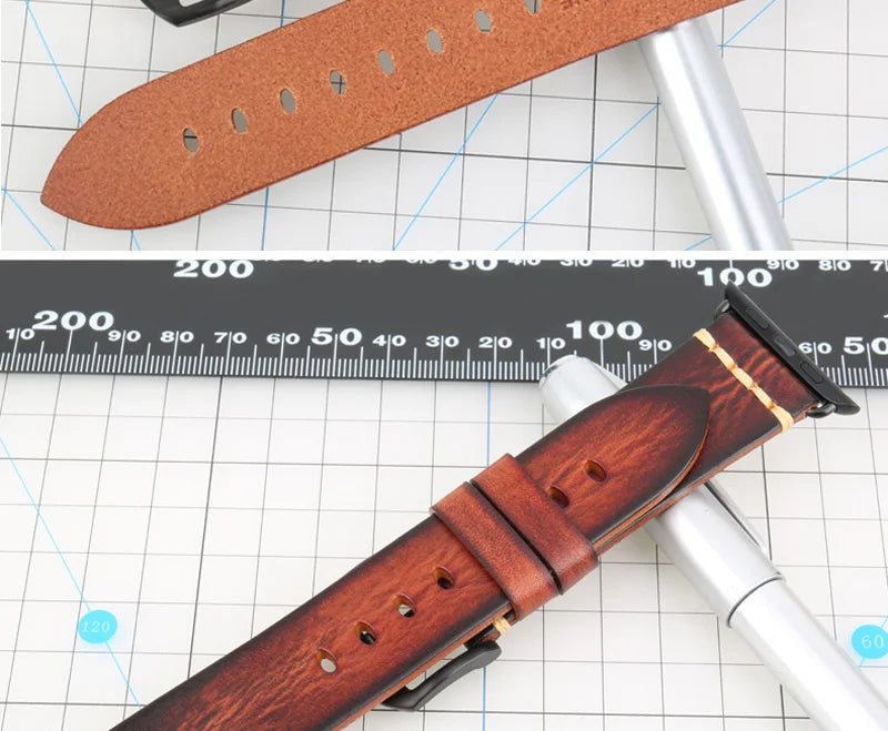 Handmade Leather Strap Watch Band For Apple Watch 45mm 41mm 44mm 42mm 40mm Series 9 8 7 6 SE 5 4 iWatch Bracelet