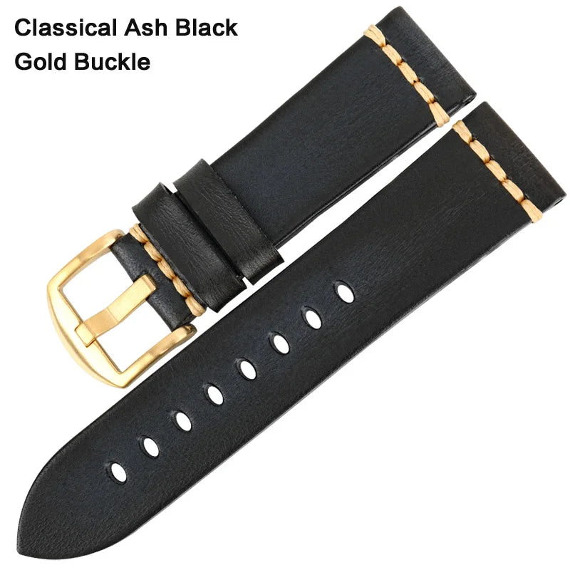 Handmade Vintage Leather Watch Strap 18–24mm – MAIKES