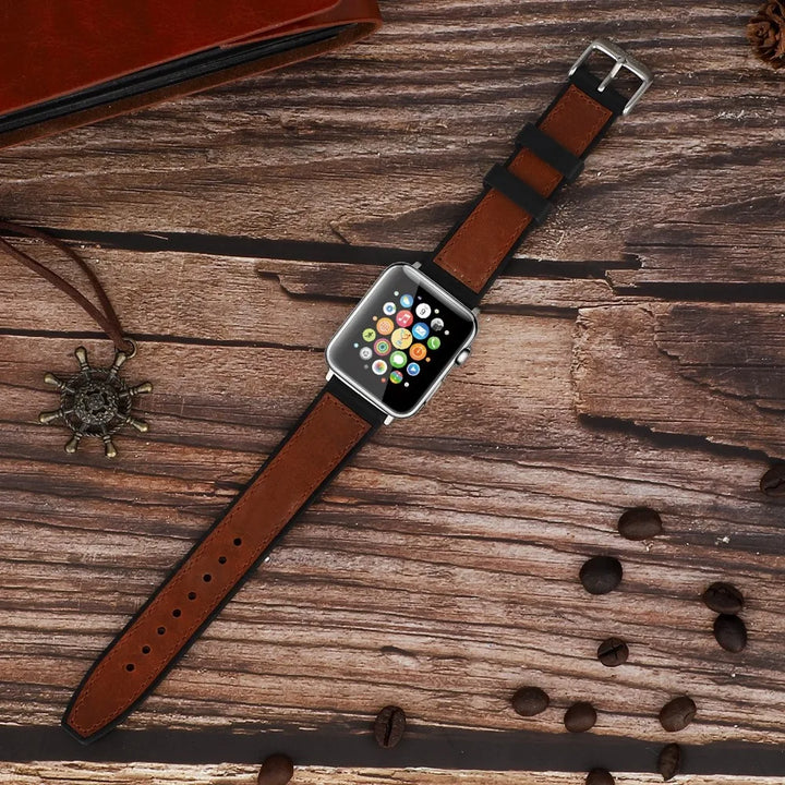 HEMSUT Leather & Silicone Hybrid Strap – 18–24mm, Waterproof