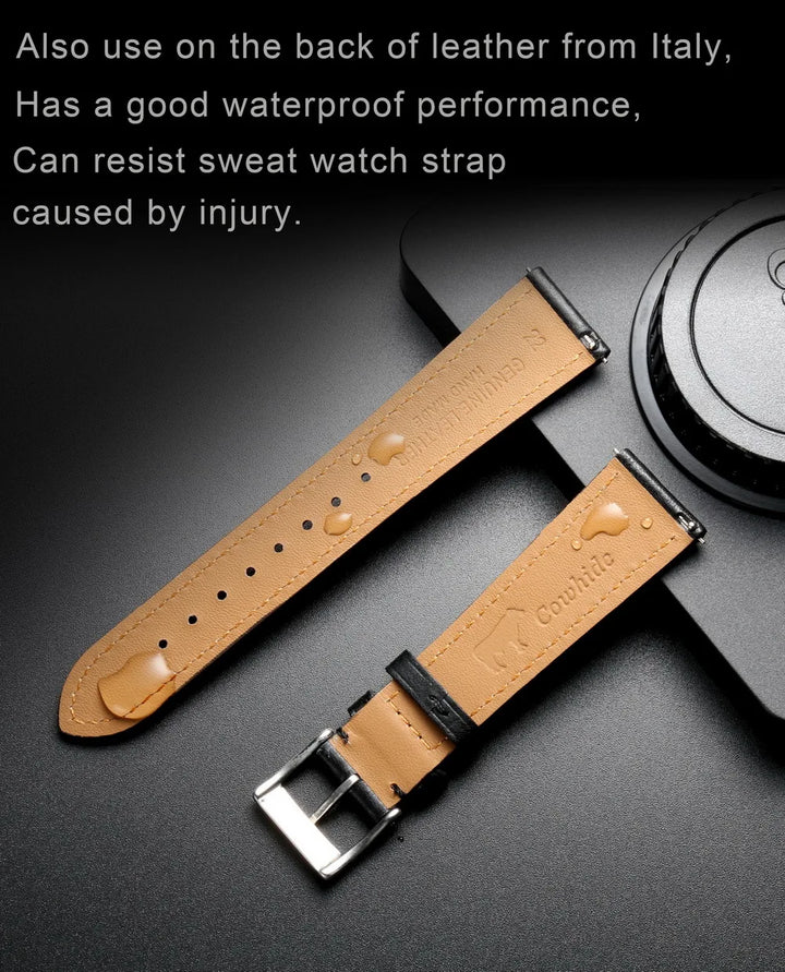 HEMSUT Genuine Cowhide Leather Quick-Release Watch Band (18-22mm)