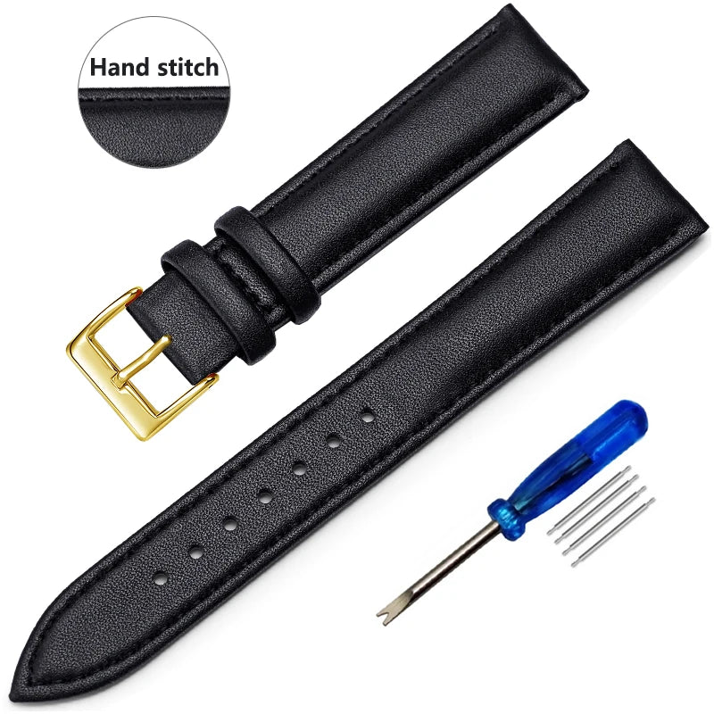 Thin Genuine Leather Watch Strap Band 12–22mm (Watch Band Belt)