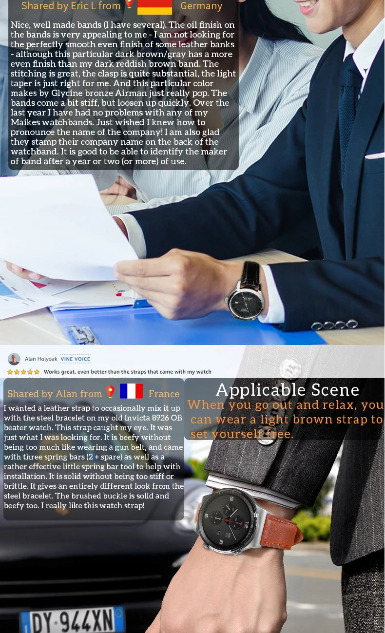 Quick Release Leather Watch Bands Watch Accessories For SEIKO Samsung Galaxy Watch Strap Active2/3 Watch Bracelet