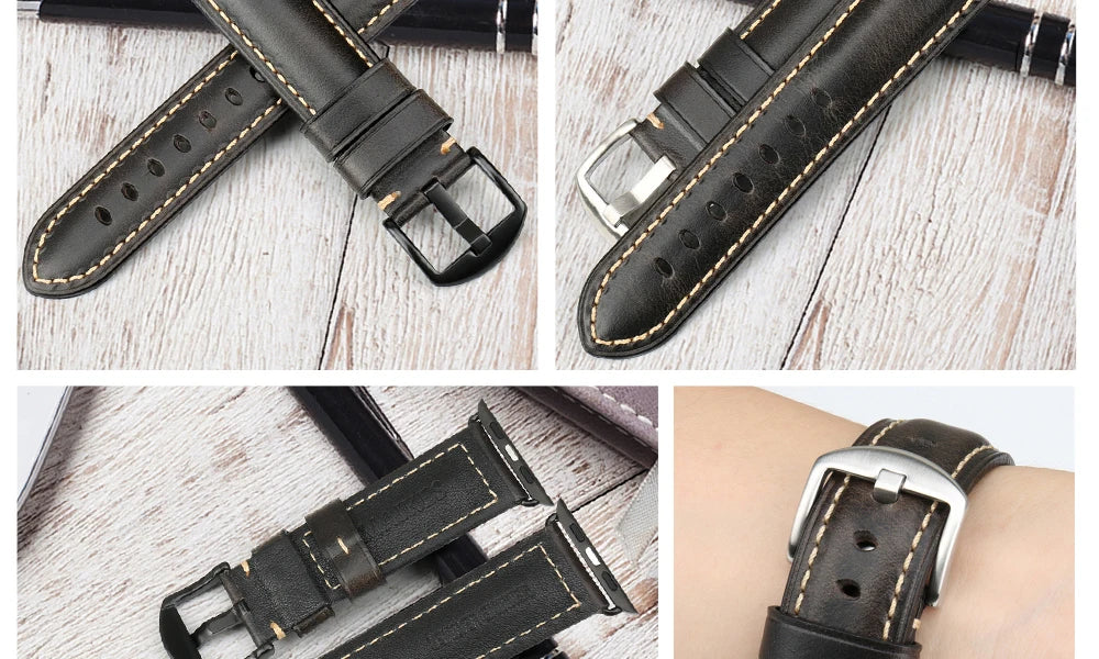 Vintage Cow Leather Apple Watch Strap – 40-45mm for Series 4-9 & SE