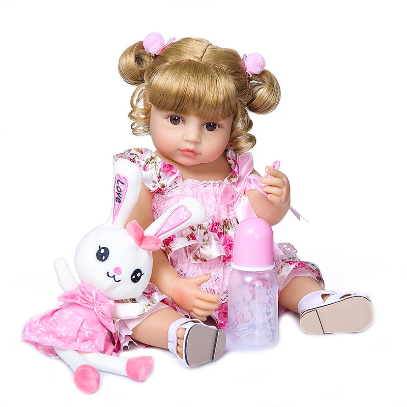 50 cm Full Silicone Reborn Toddler Baby Doll – Soft Body, Sweet Face