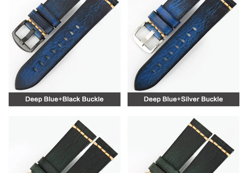 Handmade Vintage Leather Watch Strap 18–24mm – MAIKES