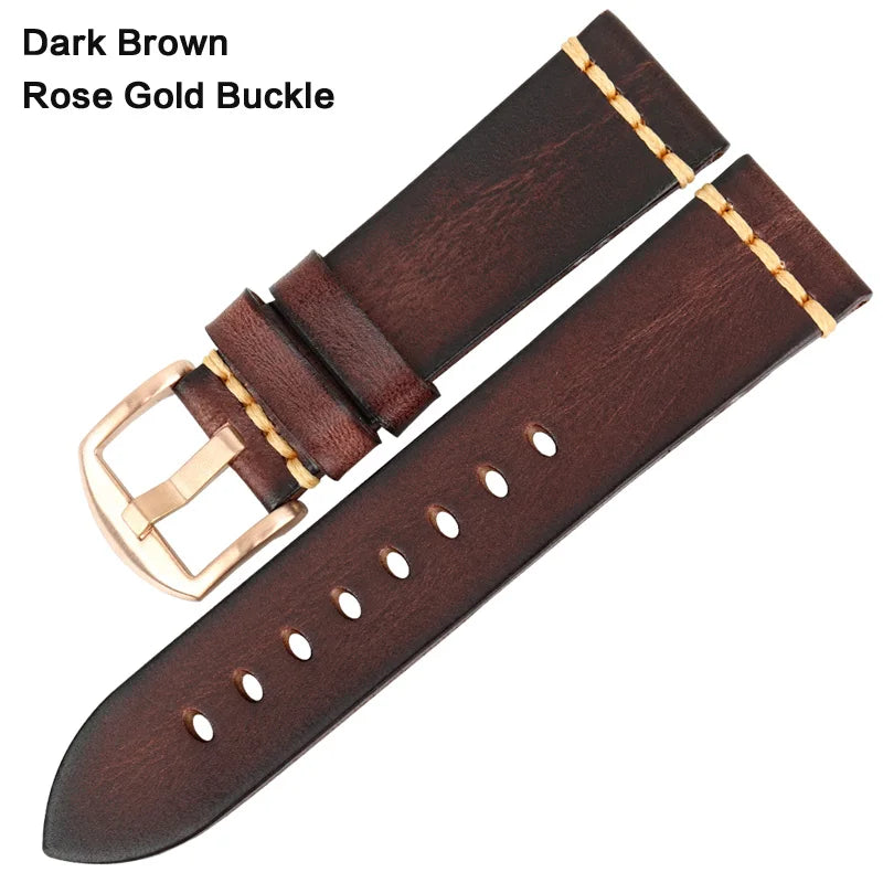 Handmade Vintage Leather Watch Strap 18–24mm – MAIKES