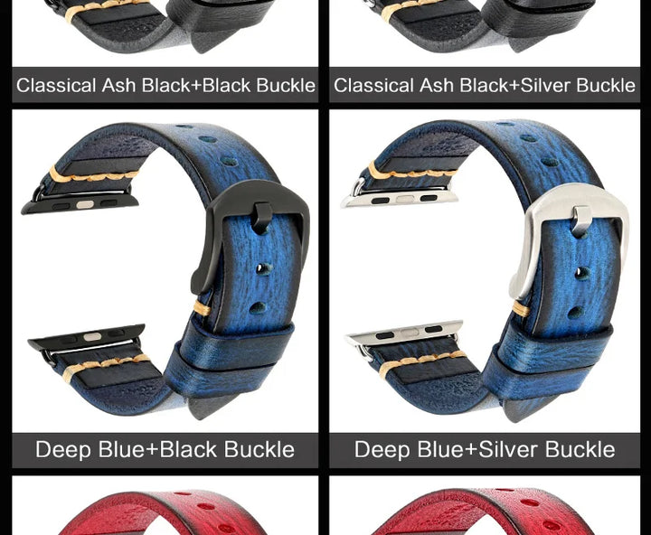 Handmade Leather Strap Watch Band For Apple Watch 45mm 41mm 44mm 42mm 40mm Series 9 8 7 6 SE 5 4 iWatch Bracelet