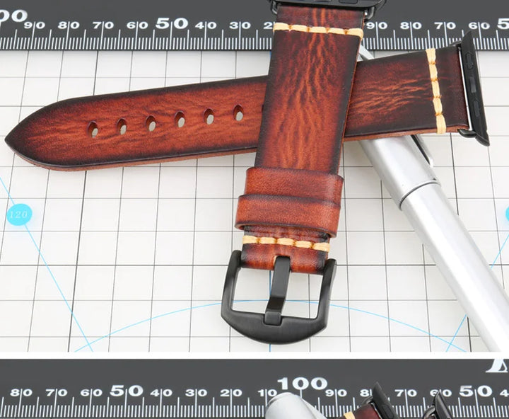 Handmade Leather Strap Watch Band For Apple Watch 45mm 41mm 44mm 42mm 40mm Series 9 8 7 6 SE 5 4 iWatch Bracelet