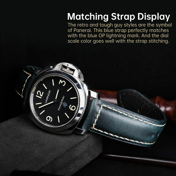 Cowhide Leather Watch Strap – 20/22/24mm, Butterfly Buckle Clasp