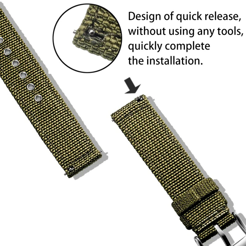 Hemsut High Quality Nylon Watch Bands Quick Release  Movement Wrist Straps Military Breathable Waterproof 18/20/22/24mm