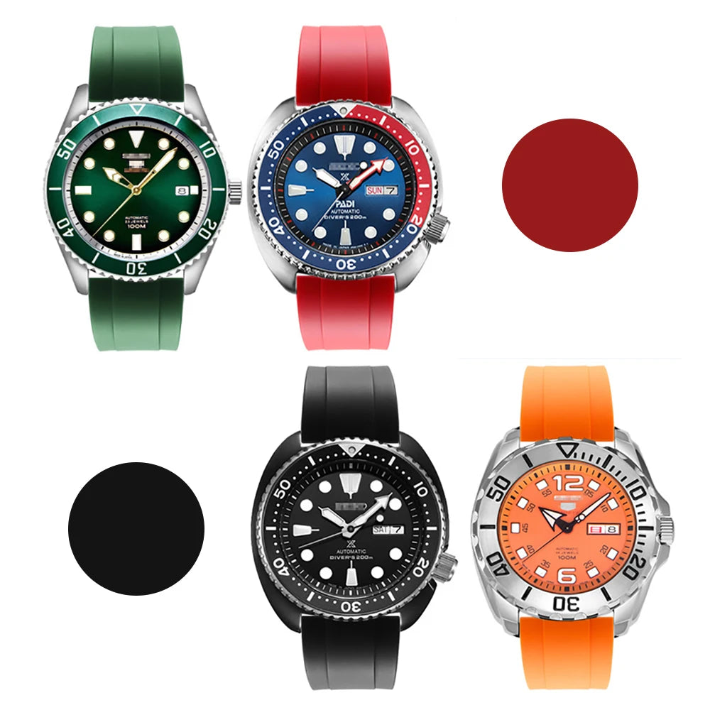 NATOBELT Vulcanized FKM Rubber Strap For Seiko Omega Rolex 20mm 22mm 24mm T-PSIV Silicone Quick Release Watchbands Rubber Strap