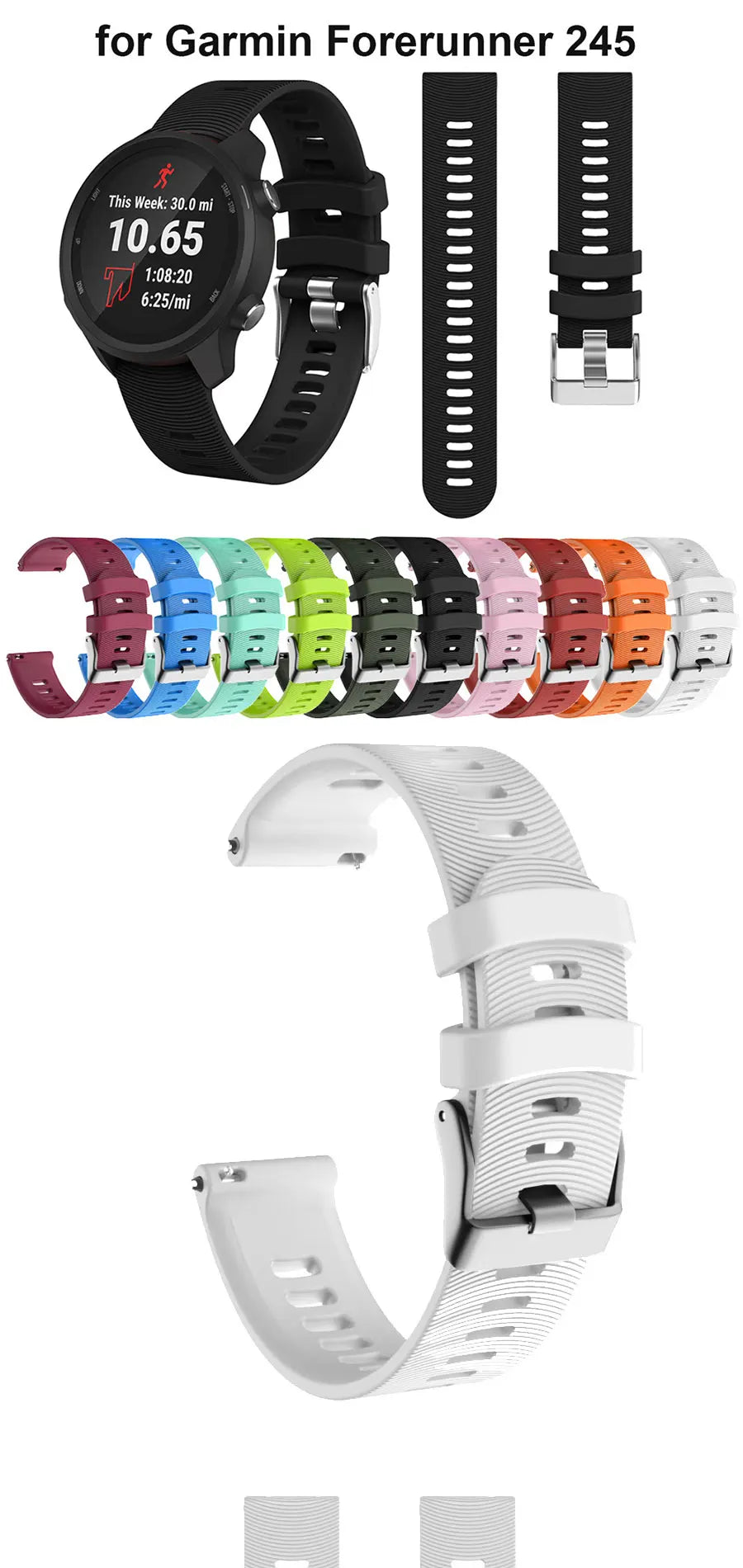 Colorful 20mm Silicone Strap for Garmin Forerunner & Vivomove