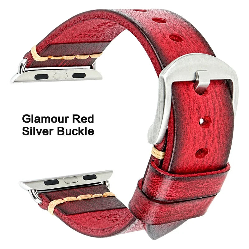 Handmade Leather Strap Watch Band For Apple Watch 45mm 41mm 44mm 42mm 40mm Series 9 8 7 6 SE 5 4 iWatch Bracelet