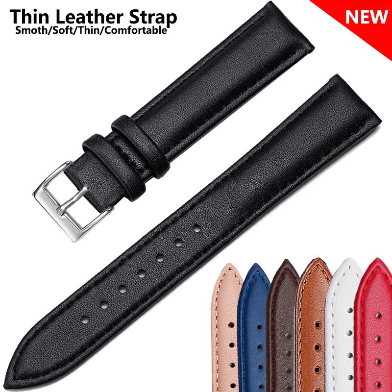 Genuine Leather Watch Strap – Smooth Finish 12–22mm