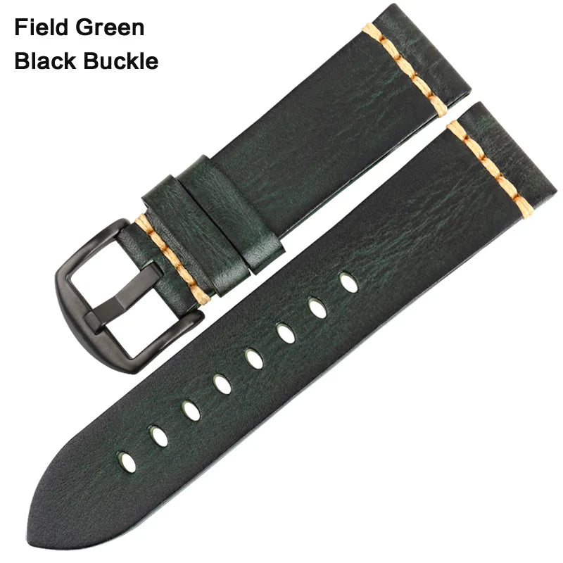 Handmade Vintage Leather Watch Strap 18–24mm – MAIKES