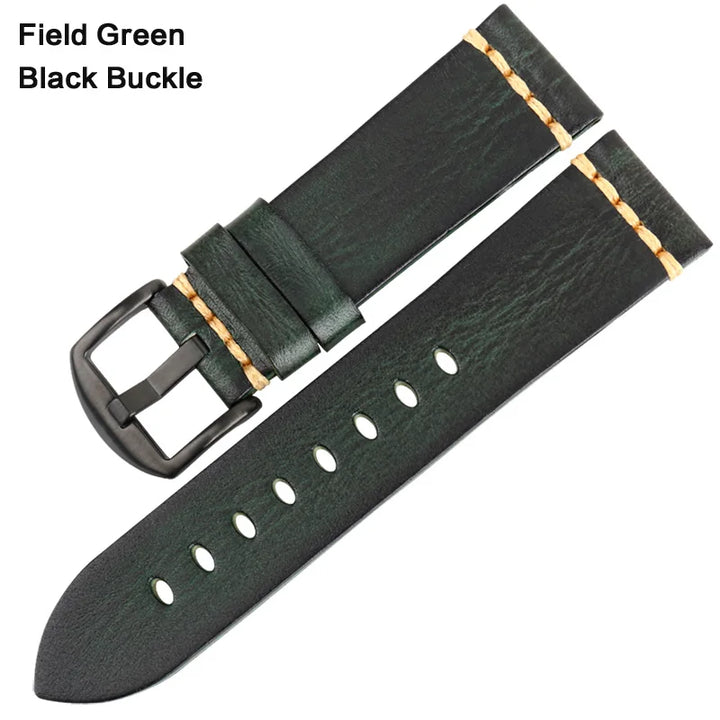 Handmade Vintage Leather Watch Strap 18–24mm – MAIKES