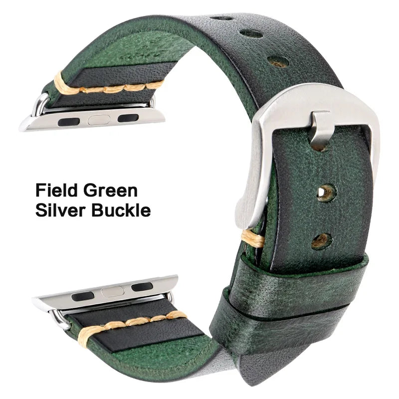 Handmade Leather Strap Watch Band For Apple Watch 45mm 41mm 44mm 42mm 40mm Series 9 8 7 6 SE 5 4 iWatch Bracelet