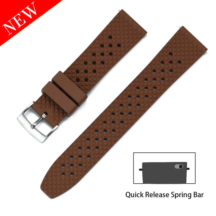 JUELONG Premium Tropical FKM Rubber Straps 20mm 22mm Quick Release Breathable Porous Perfect Fit Flat End Universal Watch Strap
