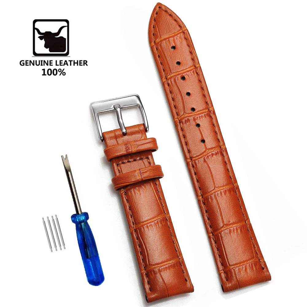 Premium Genuine Leather Watch Strap 12–24mm (With Tool)
