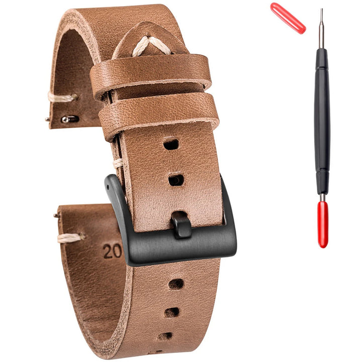 Hemsut Genuine Leather Watch Bands For Men Women Horween Chromexcel Leather Quick Release Handmade Watch Strap 18 19 20 21 22