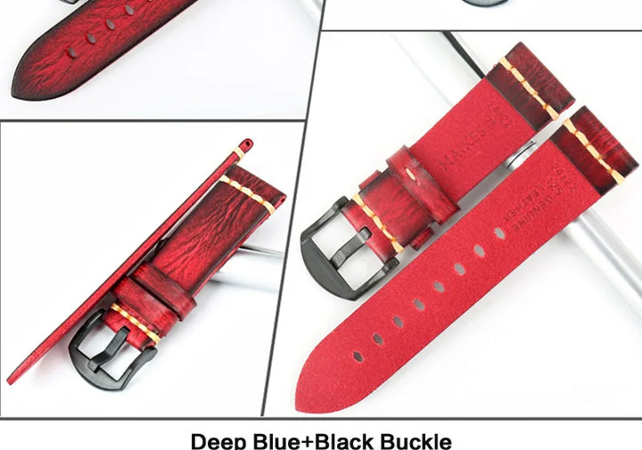 Handmade Vintage Leather Watch Strap 18–24mm – MAIKES