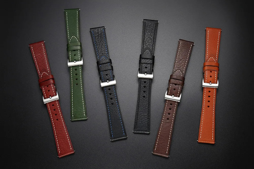 HEMSUT Genuine Cow Leather Quick-Release Watch Band (18-22mm)