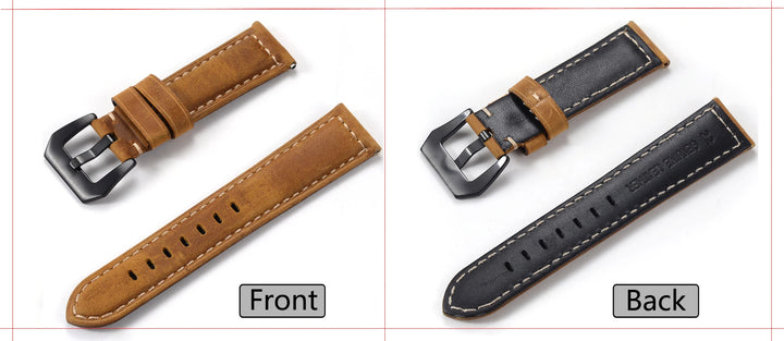 Genuine Leather Quick Release Watch Band 20–22mm for Huawei & Samsung Galaxy 45/46mm