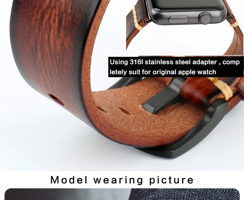 Handmade Leather Strap Watch Band For Apple Watch 45mm 41mm 44mm 42mm 40mm Series 9 8 7 6 SE 5 4 iWatch Bracelet