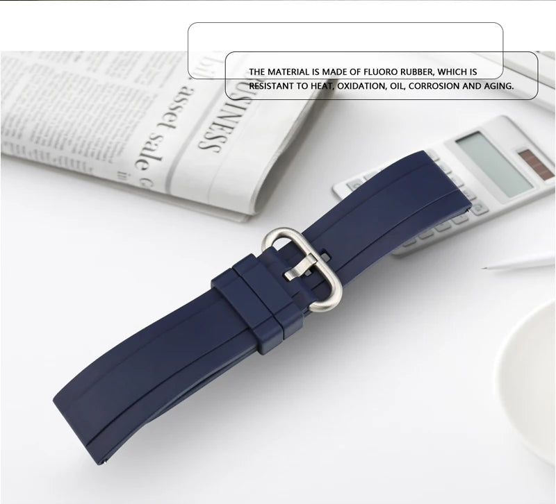 Fluoro Rubber Watch Band 20mm 22mm Green Sport Watch Strap Men Quick Release Watchband For HUAWEI GT Casio Citizen Seiko