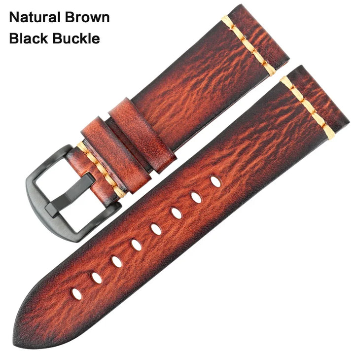 Handmade Vintage Leather Watch Strap 18–24mm – MAIKES