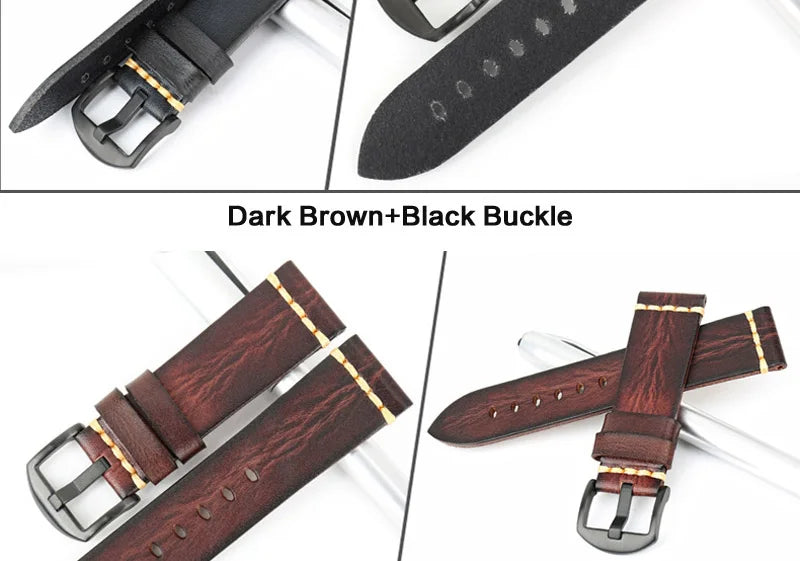 Handmade Vintage Leather Watch Strap 18–24mm – MAIKES