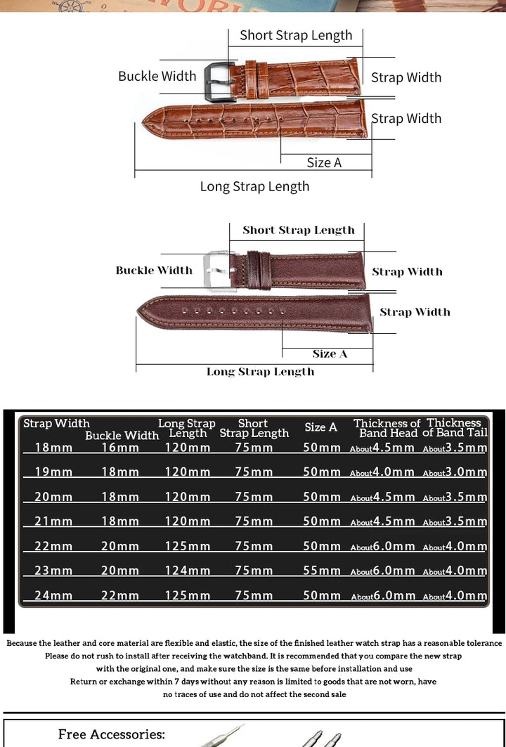 Quick Release Leather Watch Band For Tissot Seiko Longines MIDO Watch Accessories Cow Leather Strap Bracelet Watchband