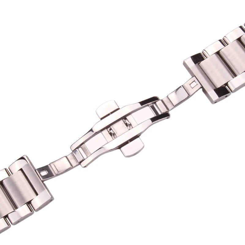 316L Stainless Steel Metal Watch Strap 18–24mm Silver
