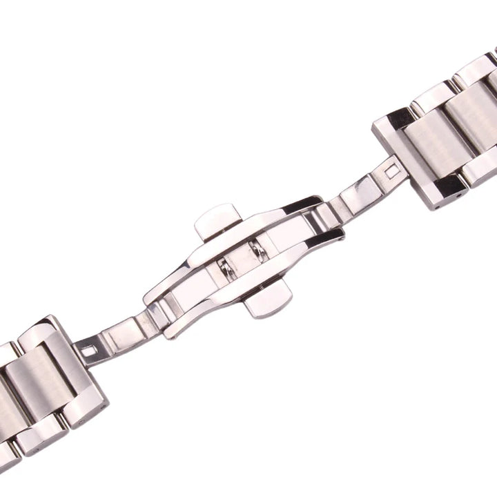 316L Stainless Steel Metal Watch Strap 18–24mm Silver