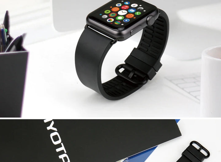 MAIKES Rubber Strap For Apple Watch Band 45mm 41mm 42mm 44mm 40mm Series 7 6 SE 5 4 3 iWatch Bracelet