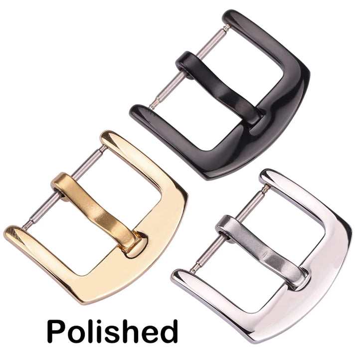 316L Stainless Steel Watch Band Buckle 18–24mm Black Brushed