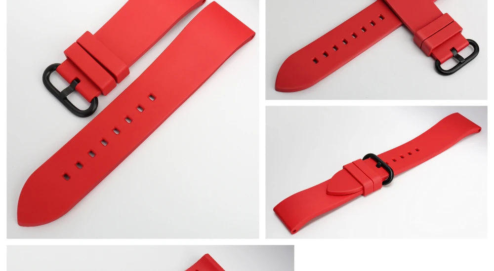 MAIKES Sports Watch Accessories Watchbands 20mm 22mm 24mm Fluoro Rubber Watch Band Fashion Rose Red Watch Strap For Casio