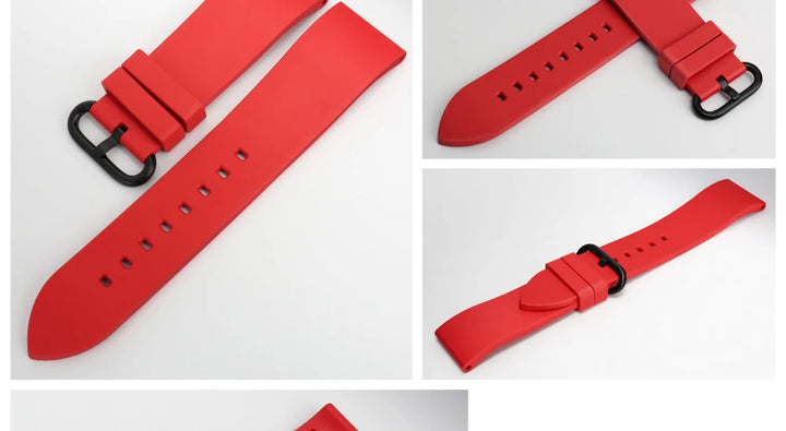 MAIKES Sports Watch Accessories Watchbands 20mm 22mm 24mm Fluoro Rubber Watch Band Fashion Rose Red Watch Strap For Casio