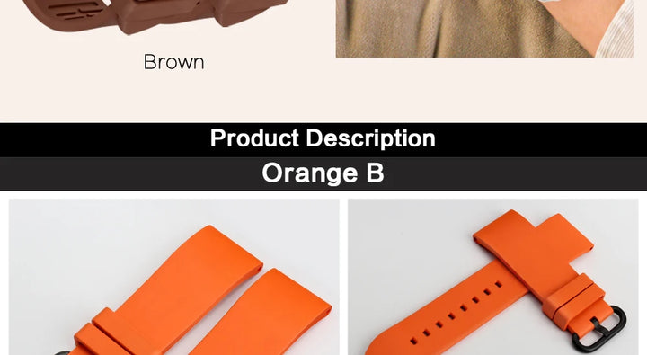 MAIKES Watch Accessories Quality Fluoro Rubber Watch Band 20mm 22mm 24mm Sport Watch Strap Orange Watchband For Omega Watch