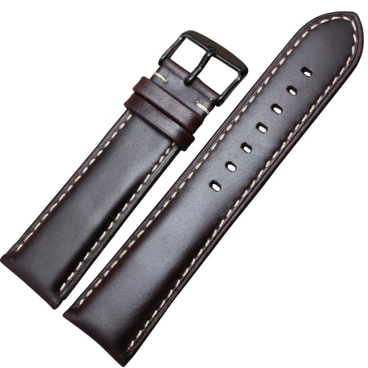 Genuine Leather Watch Band Strap Black Dark Brown 18 19 20 21 22 24mm Watchbands Men Women  Polished Buckle Relojes Hombre
