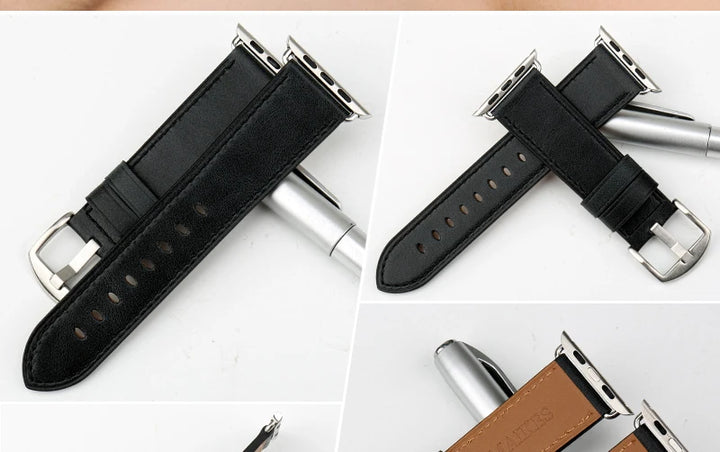 Top Quality Leather Strap For Apple Watch Band 45mm 41mm 44mm 40mm 42mm 38mm Series 7 6 SE 5 4 3 iWatch Watchband