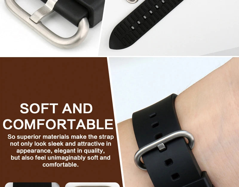 For Apple Watch Band 45mm 41mm 44mm 40mm 42mm 38mm Series 7 6 SE 5 4 3 Watchband Bracelet Sport Rubber iWatch Strap