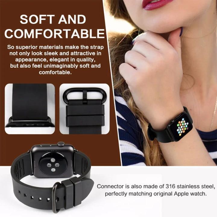 MAIKES Rubber Strap For Apple Watch Band 45mm 41mm 42mm 44mm 40mm Series 7 6 SE 5 4 3 iWatch Bracelet