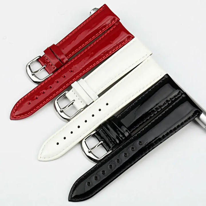 MAIKES New 12 14 16 18 20mm HQ Red Genuine Leather Watch Band Fashion Watchband Shine Noble Women Patent leather Watch Strap