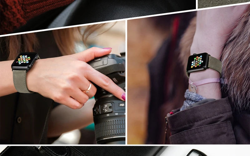 Top Quality Leather Strap For Apple Watch Band 45mm 41mm 44mm 40mm 42mm 38mm Series 7 6 SE 5 4 3 iWatch Watchband