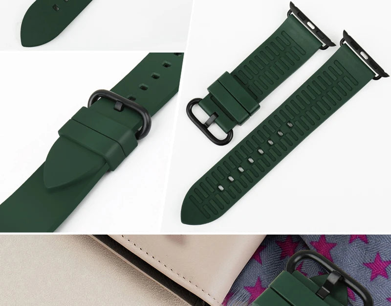 For Apple Watch Band 45mm 41mm 44mm 40mm 42mm 38mm Series 7 6 SE 5 4 3 Watchband Bracelet Sport Rubber iWatch Strap