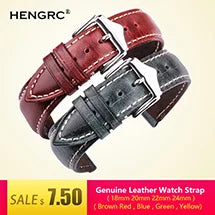 Oil Wax Cowhide Leather Watch Strap 22-24mm