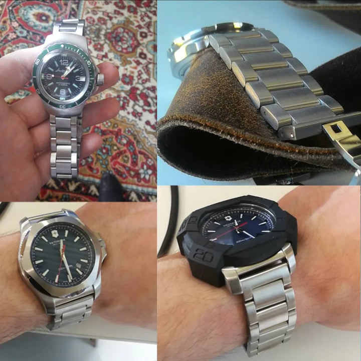 316L Stainless Steel Metal Watch Strap 18–24mm Silver