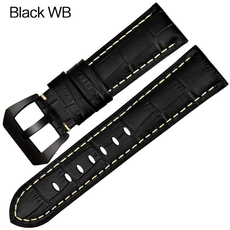 MAIKES 22mm 24mm 26mm watchbands blue genuine leather watch band strap watch accessories watch bracelet stainless steel buckle