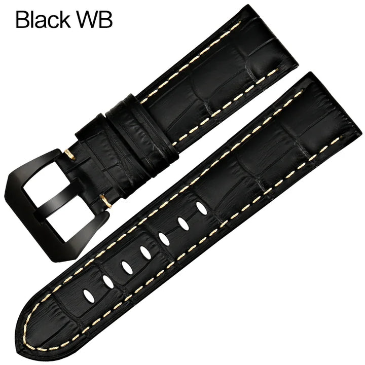 MAIKES New design 22mm 24mm 26mm watch accessories watchbands genuine leather watch band strap for Panerai watch bracelet belt